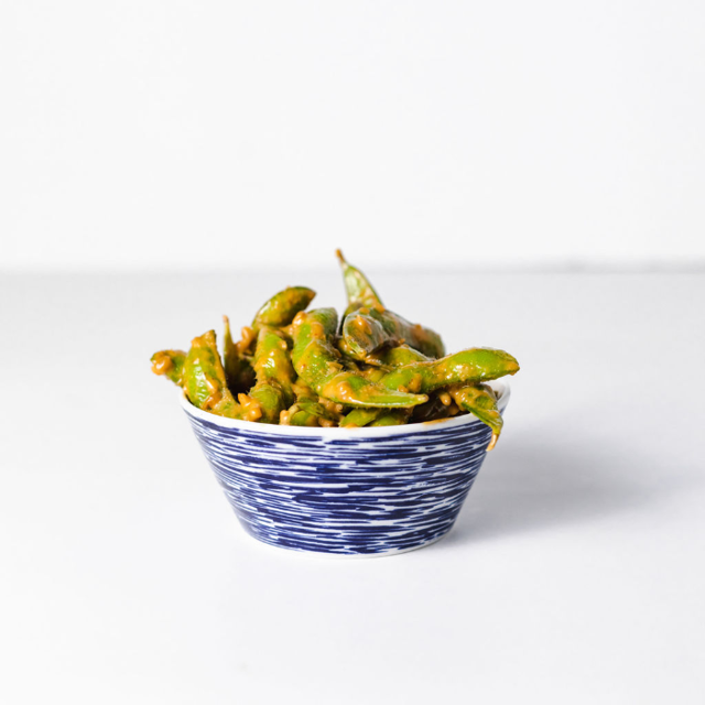 Spicy Garlic Edamame.